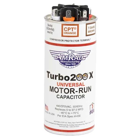 Global Motor Run Capacitor, 5-97.5 MFD, 370/440V Turbo 200X