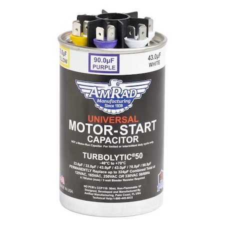 Global Motor Start Capacitor, 23-302 MFD, Round Turbolytic 50