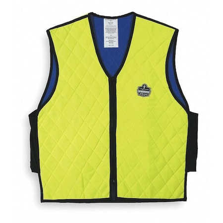 Ergodyne Cooling Vest, Evaporative-Soak, Quilted Nylon w/ Mesh Sides, Up to 4 Hr Cooling Time, Lime, XL 6665