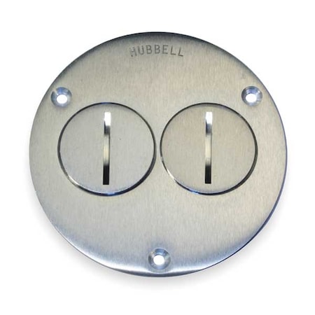 Hubbell Wiring Device-Kellems Box Cover, Floor Box Type, 2 Gang, Aluminum, Duplex Receptacle Cover Type SA3725