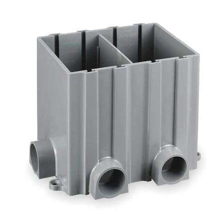 Hubbell Wiring Device-Kellems Electrical Box, 85.8 cu in, Rectangular Box Type, 2 Gangs, PVC, Rectangular Shape PFBRG2