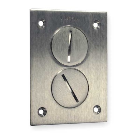 Hubbell Wiring Device-Kellems Box Cover, Floor Box Type, 2 Gang, Aluminum, Duplex Receptacle Cover Type SA3625