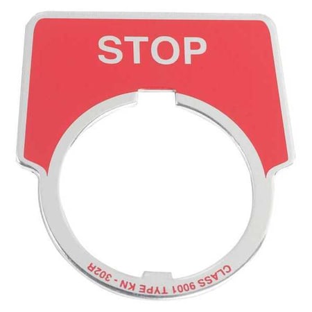 Schneider Electric Legend Plate, Half Round, Stop, Red 9001KN302