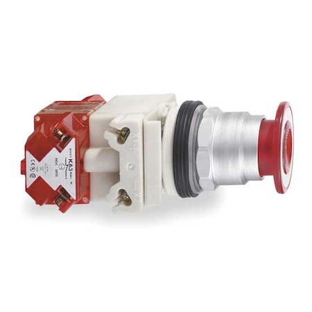 Schneider Electric Push Button Operator, Mushroom Head, Momentary Action, Not Applicable Release, Illuminated, Red 9001KR8P1RH25