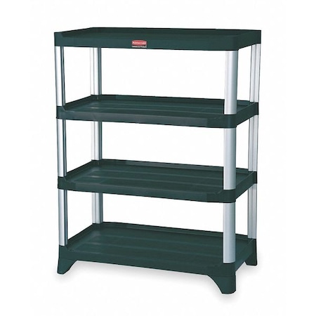 Rubbermaid Freestanding Plastic Shelving Unit, Open Style, 20 in D, 35 in W, 71 1/2 in H, 4 Shelves, Black FG9T3800BLA