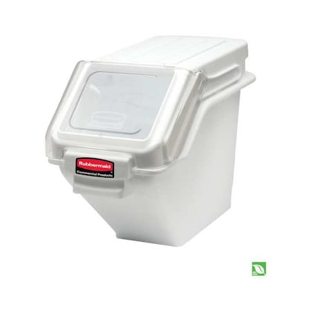 RUBBERMAID COMMERCIAL Bulk Storage Bin, 21.6qt. w/Scoop and Lid FG9G5700WHT