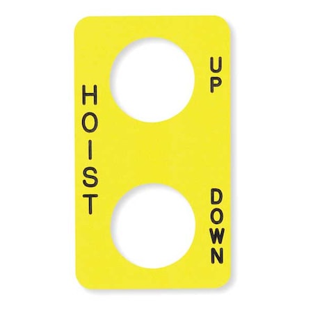 Square D Legend Plate, Hoist Up/Down, Black/Yellow 9001SKN201