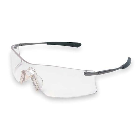 Mcr Safety Rubicon (T4), Safety Glasses, Anti-Fog, Clear Lens, Black/Silver Frame, Frameless T4110AF