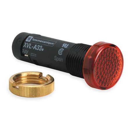 Schneider Electric Flush Indicator Light, 24VDC, Red XVLA334