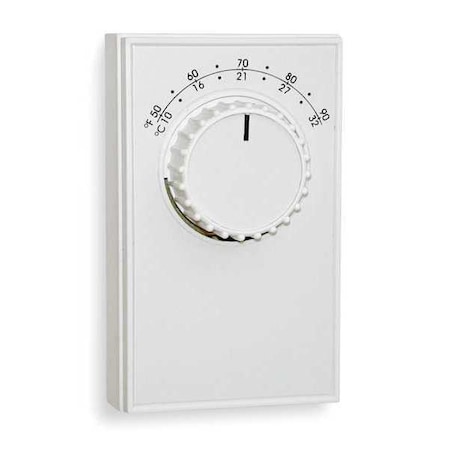 Columbus Electric Line Voltage Mechanical Thermostat For Wall, 50 to 90 Degree Analog Dial, Cool/Heat/Off, White ETD9STGS