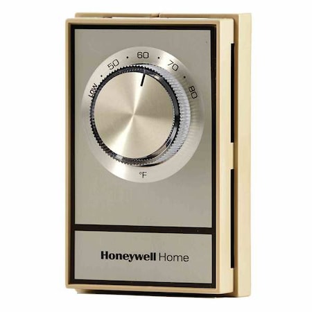 Honeywell Home Line Volt Mechanical Tstat, Open on Rise, Vertical, 40 Degrees  to 85 Degrees F, DPST T498B1512