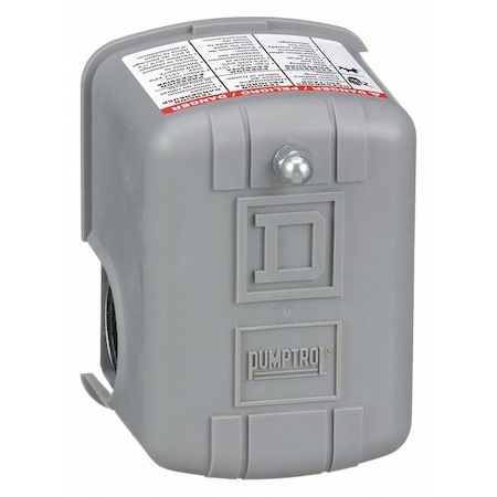 Telemecanique Sensors Pressure Switch, Standard, DPST, 1 Ports, 1/4" FNPS, 5 to 65 psi Range, Polypropylene 9013FSG2J24