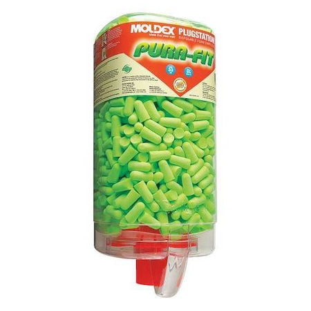 Moldex Pura-Fit Ear Plugs with Dispenser, Foam, Bullet, 33 dB NRR, Uncorded, 500 Pairs Per Pkg 6845