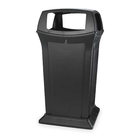Rubbermaid Commercial 65 gal. Square Trash Can, Black, 24 3/4 in Dia, None, Plastic FG917600BLA