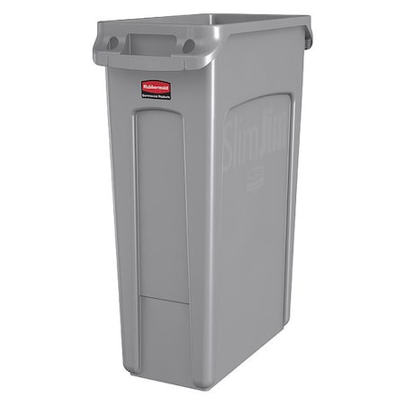 RUBBERMAID COMMERCIAL 23 gal Rectangular Trash Can, Gray, 11 in Dia, None, Plastic FG354060GRAY