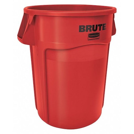 Rubbermaid Commercial BRUTE 44 gal Round Heavy Duty Plastic Can, Red, None, Plastic, Not Applicable FG264360RED