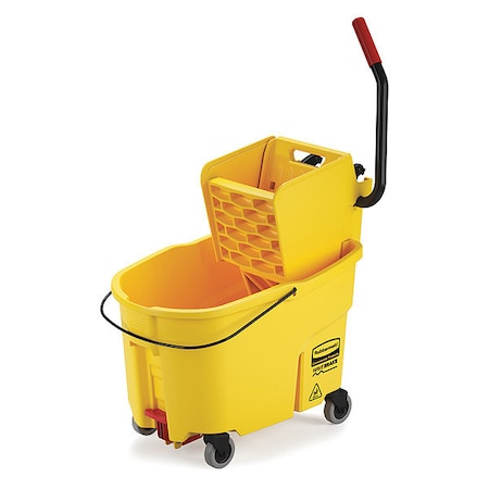 Rubbermaid Commercial 11 gal WaveBrake Side Press Mop Bucket and Wringer, Yellow, Polypropylene FG618688YEL