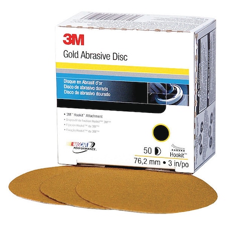 3M Hook-and-Loop Sanding Disc, 3" Dia, Non-Vacuum, Silicon Carbide, P120 Grit, Coated Type, 236U 00919