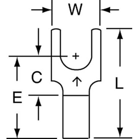 3M Fork Terminal, #10 Stud Size, 14 AWG, 600 V, Bare Insulated, Blue, Crimp Termination Only, 1000 PK M14-10FK