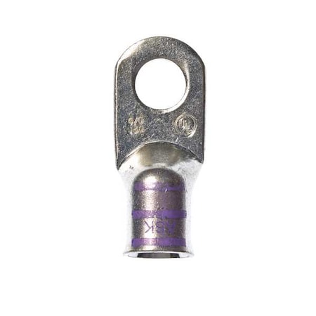 3M One-Hole Compression Lug, 4/0 AWG Max, 3/8 in Stud, Short Barrel, Copper, Purple, 60 PK MC4/0-38RX