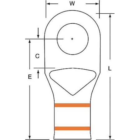 3M Compression Lug Ring Tongue, 3/0 AWG Max, 1/2 in Stud, Standard Barrel, Copper, Orange, 60 PK MC3/0-12RX