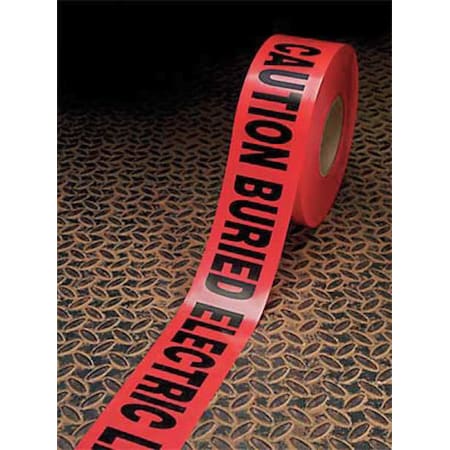 Zoro Select Barricade Tape, Caution Buried Electric Line Below, Red, 3 in Wide x 1,000 ft Length, Polyethylene UT08-PK
