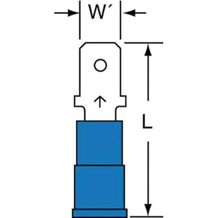 3M Male Disconnect, Blue, 16-14AWG, PK1000 MNG14-187DMK