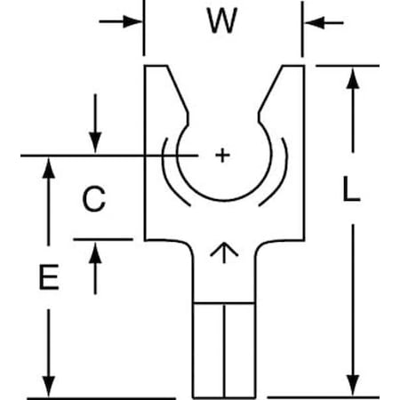 3M Fork Terminal, 1/4 in Stud Size, 14 AWG, 600 V, Bare Insulated, Bare, Crimp Termination Only MU14-14FLK