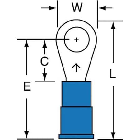 3M Ring Terminal, #10 Stud Size, 14 AWG, 600 V, Vinyl Insulated, Blue, Crimp Termination Only, 1000 PK MVU14-10R/LK