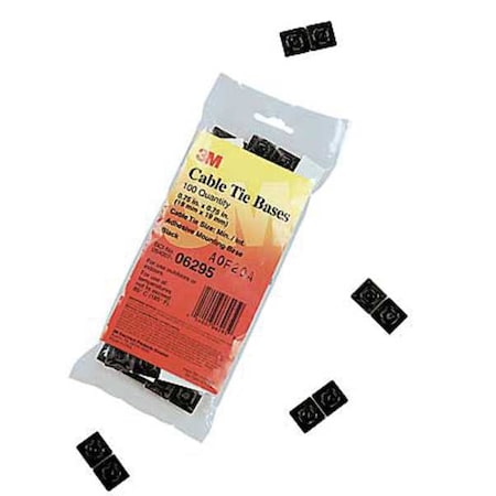 3M Cable Tie Base, Nylon 6/6, Black, 0.99 in L CTB1X1BKA-C