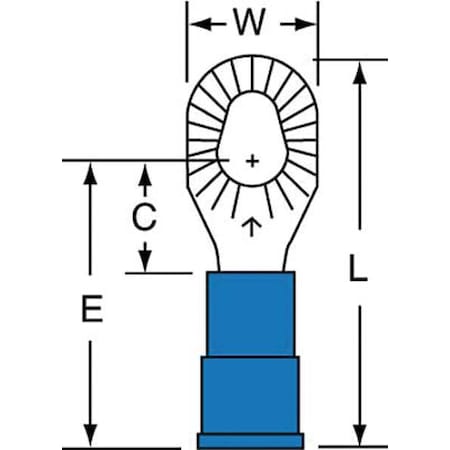 3M Ring Terminal, #6, #8, #10 Stud Size, 14 AWG, 600 V, Vinyl Insulated, Blue, Crimp Termination Only MV14-610RK