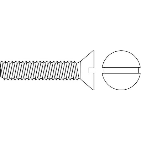 Zoro Select #10-32 x 1/4 in Slotted Flat Machine Screw, Zinc Plated Steel, 100 PK MSFFI-1000250-100P
