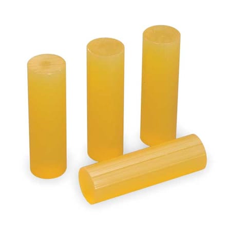 3M Hot Melt Adhesive, Amber, 5/8 in Dia, 2 in L, 50 sec Begins to Harden, 484 PK 3738