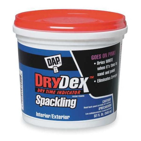 Dap Spackling Paste, 1 qt, Tub, White, DryDex 12330