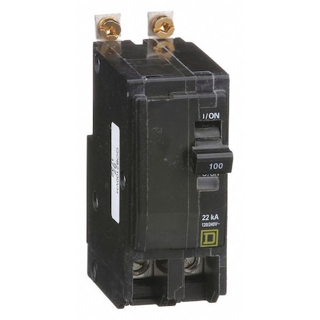 Square D Miniature Circuit Breaker, QO Series, 100A, 2 Pole, 120/240V AC, 22kA at 120/240V AC QOB2100VH