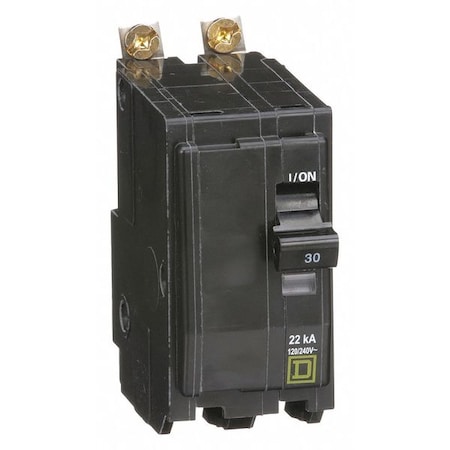 Square D Miniature Circuit Breaker, QO Series, 30A, 2 Pole, 120/240V AC, 22kA at 120/240V AC QOB230VH