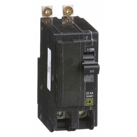 Square D Miniature Circuit Breaker, QO Series, 60A, 2 Pole, 120/240V AC, 22kA at 120/240V AC QOB260VH