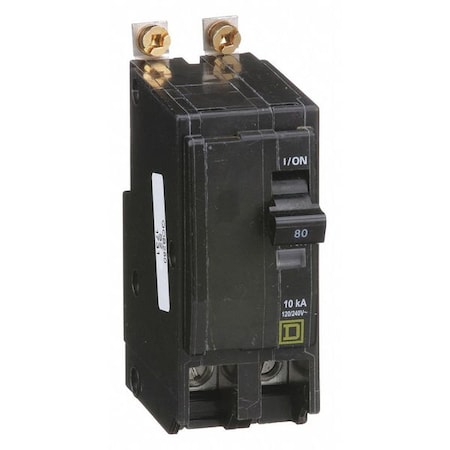 Square D Miniature Circuit Breaker, QO Series, 80A, 2 Pole, 120/240V AC, 10kA at 120/240V AC QOB280