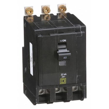 Square D Miniature Circuit Breaker, QO Series, 40A, 3 Pole, 120/240V AC, 22kA at 120/240V AC QOB340VH