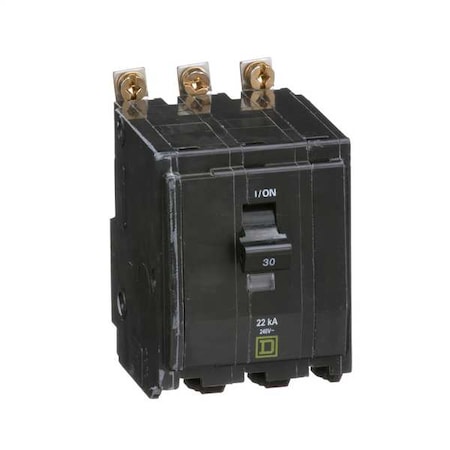 Square D Miniature Circuit Breaker, QO Series, 30A, 3 Pole, 120/240V AC, 22kA at 120/240V AC QOB330VH