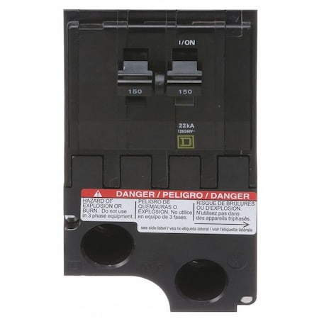 Square D Miniature Circuit Breaker, QO Series, 150A, 2 Pole, 120/240V AC, 22kA at 120/240V AC QO2150VH