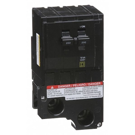 Square D Miniature Circuit Breaker, QO Series, 200A, 2 Pole, 120/240V AC, 10kA at 120/240V AC QO2200