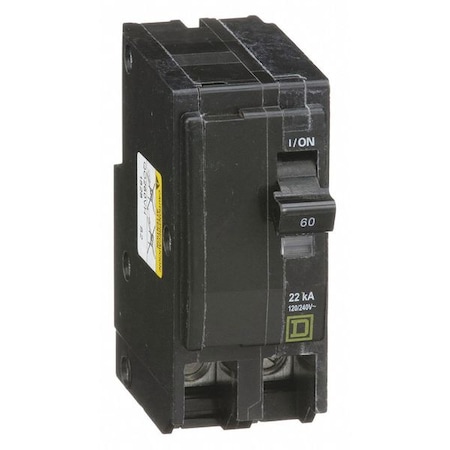 Square D Miniature Circuit Breaker, QO Series, 60A, 2 Pole, 120/240V AC, 22kA at 120/240V AC QO260VH
