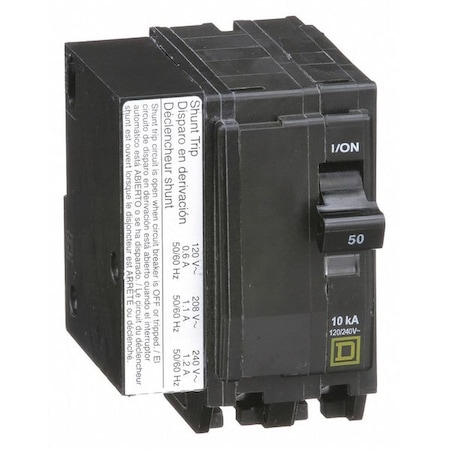 Square D Miniature Circuit Breaker, QO Series, 50A, 2 Pole, 120/240V AC, 10kA at 120/240V AC QO2501021