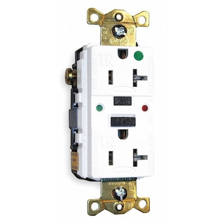 Hubbell Wiring Device-Kellems GFCI Receptacle, 20A, 125VAC, 5-20R, White GFR8300SGW
