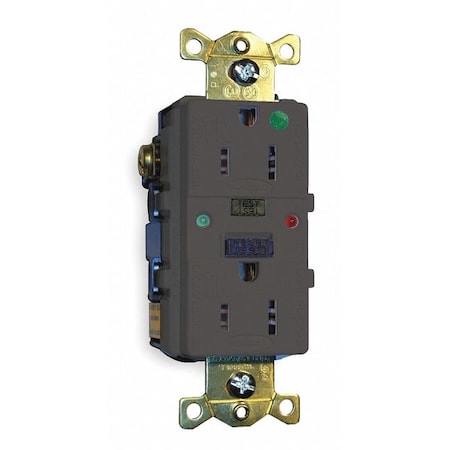 Hubbell Wiring Device-Kellems GFCI Receptacle, 15A, 125VAC, 5-15R, Black GFR8200SGBK