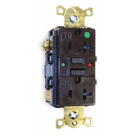 Hubbell Wiring Device-Kellems GFCI Receptacle, 20A, 125VAC, 5-20R, Brown GFR8300SG