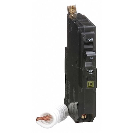Square D Miniature Circuit Breaker, QO Series, 20A, 1 Pole, 120V AC, 10kA at 120V AC, B Curve QOB120EPD