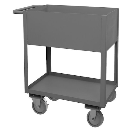 Zoro Select Utility Cart with Deep Lipped Metal Shelves, Steel, 1,200 lb Load Capacity, 2 Shelves, 42 in L RSC12-1830-2-95