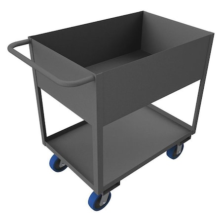 Zoro Select Utility Cart with Deep Lipped Metal Shelves, Steel, 3,600 lb Load Capacity, 2 Shelves, 42 1/4 in L RSC12-2436-2-3.6K-6PU-95